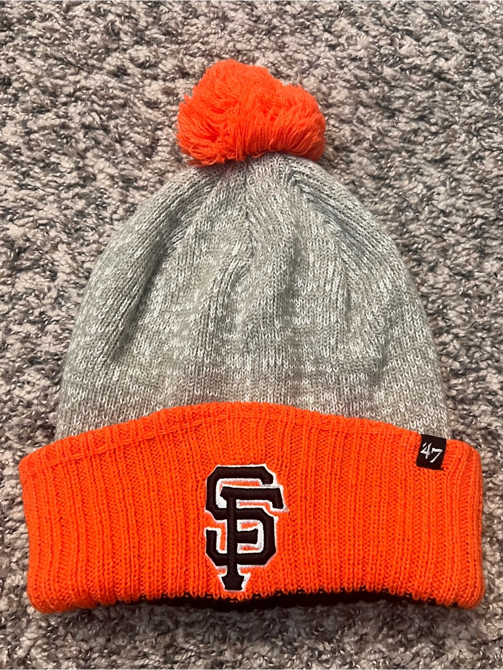 SF Giants Gray and Orange Pom Cuffed Beanie
